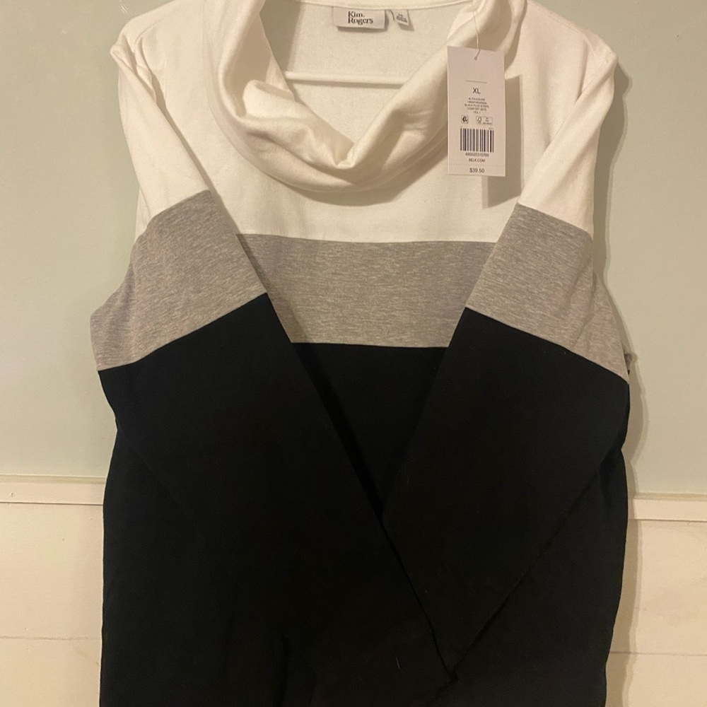 Black and white Kim Rogers sweater.